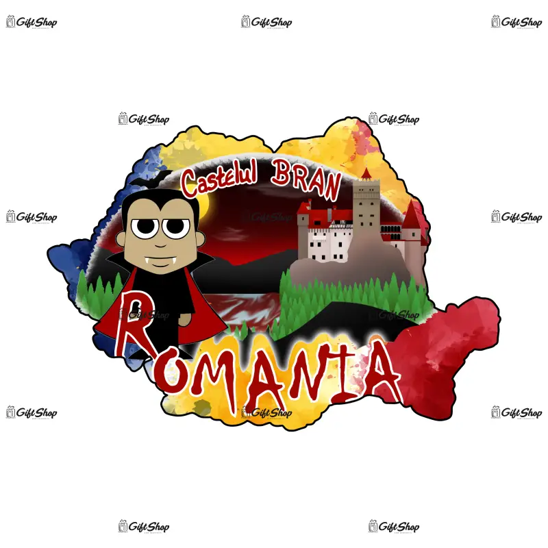 Harta, romania, castelul bran, magnet frigider mgs011